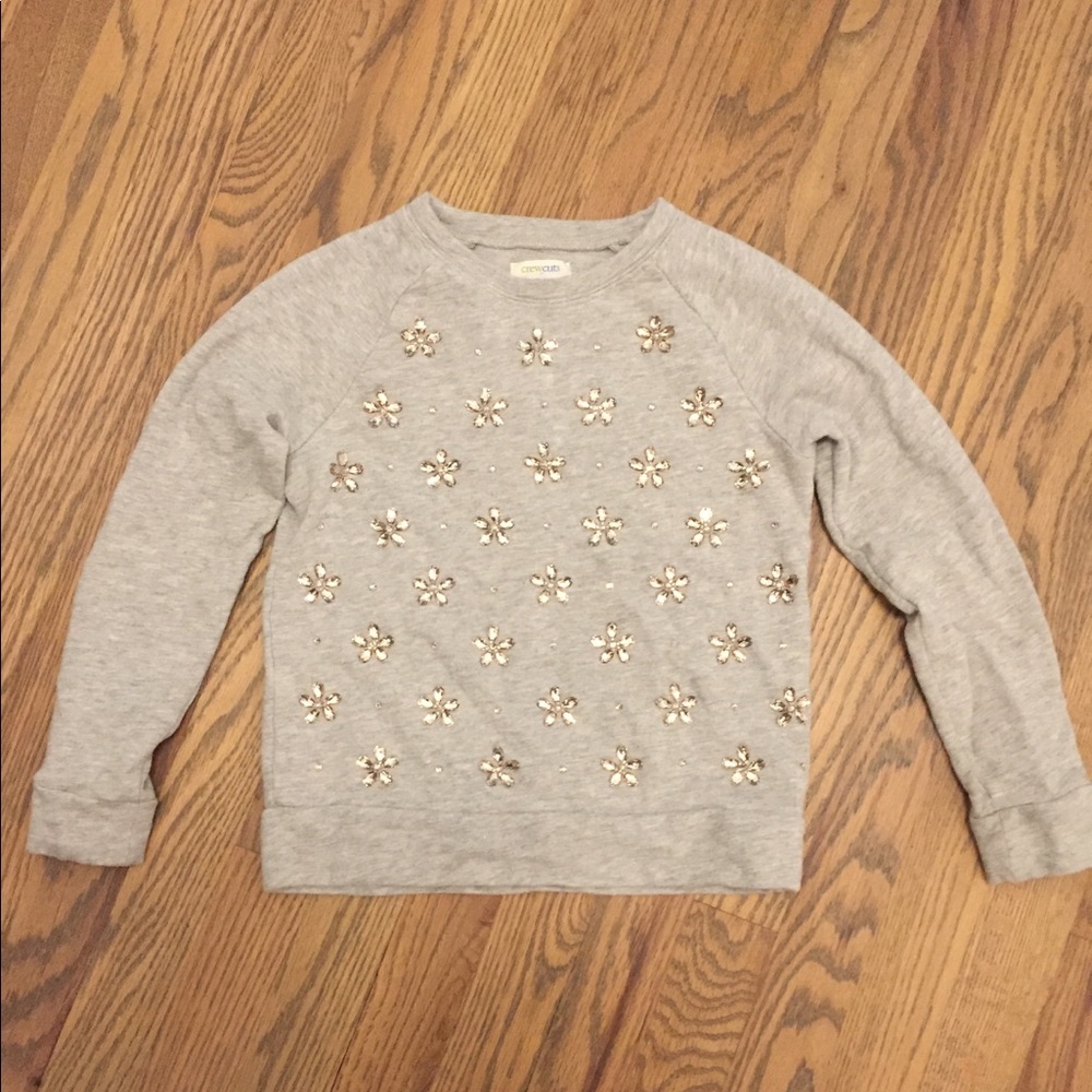 Crewcuts Grey mid weight jeweled sweatshirt